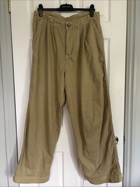 Free People Olive Wide-Leg Chino Pants